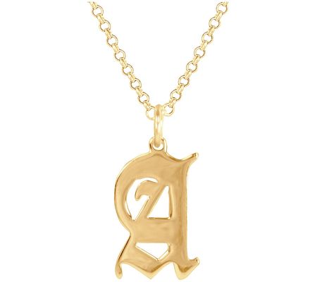 14K Gold Plated Old English Initial Necklace