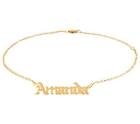 14K Gold Plated Personalized Adjustable Name An kle Bracelet