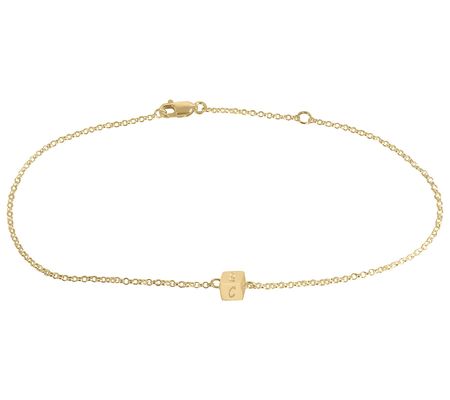 14K Gold Plated Personalized Mini Cube Ankle Br acelet