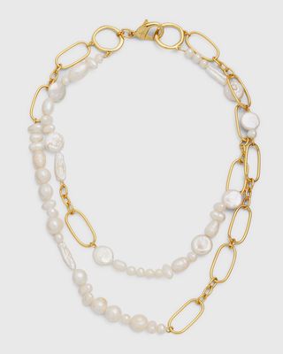 14k Gold-Plated Renata Double Collar Pearl Necklace