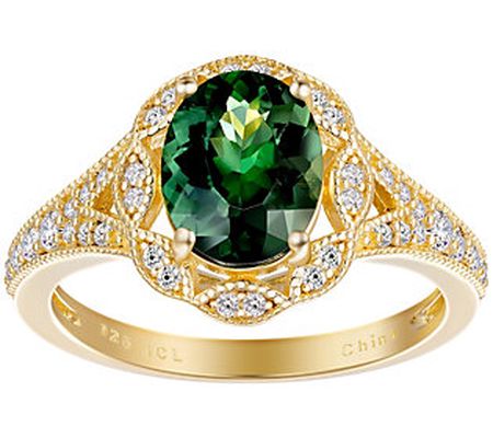 14K Gold Plated Sterling 2.10 cttw Multi-Gemsto ne Ring