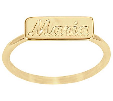 14K Gold-Plated Sterling Personalized Engrave d Bar Name Ring