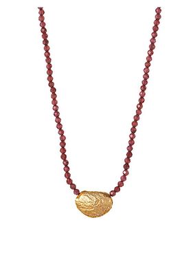 14K-Gold-Plated Sterling Silver & Garnet Beaded Necklace