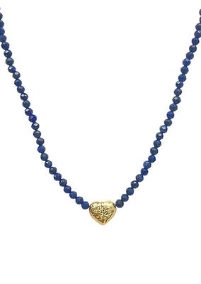 14K-Gold-Plated Sterling Silver & Lapis Lazuli Beaded Necklace