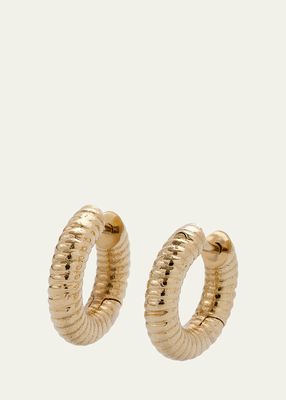 14K Gold Rope Huggie Earrings