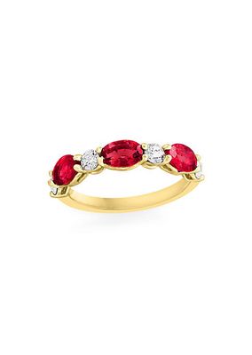 14K Gold, Ruby & 0.58 TCW Diamond Band Ring