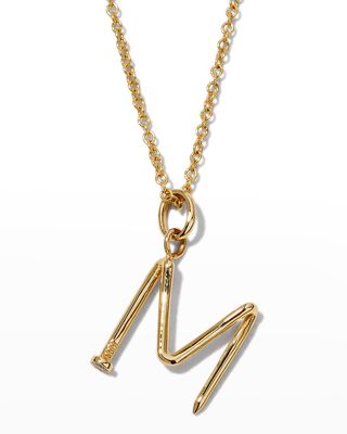 14k Gold Small Nail Initial Necklace