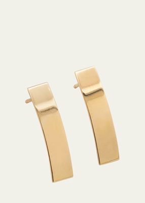 14k Gold Tag Curved Earrings