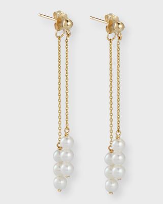 14k Gold Triple Baby Pearl Earrings