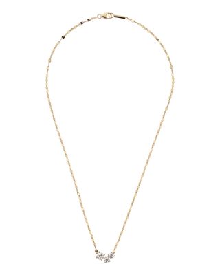 14k Gold Triple Diamond Solo Pendant Necklace