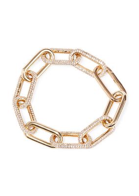 14K Gold-Vermeil & Crystal Link Bracelet
