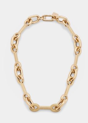 14K Gold with 1 Diamond Link Short Necklace