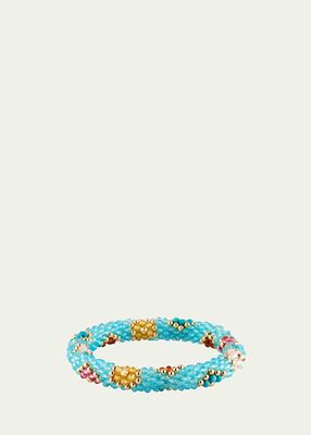 14K Gold, Zircon and Topaz Multicolor Bracelet with Pearls