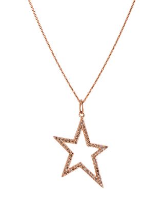 14k Hollow Diamond Star Necklace