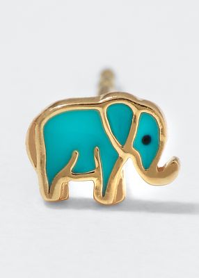14k Mini Elephant Enamel Stud Earring