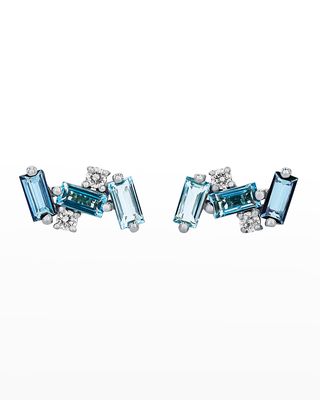 14K Nola Blue Topaz & Diamond Stud Earrings