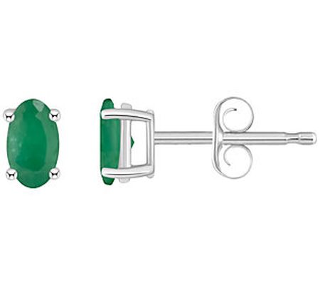 14K Oval 0.60 cttw Emerald Stud Earrings