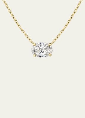 14K Oval Diamond Solitaire Necklace