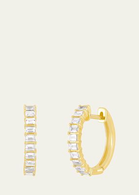 14K Prong Set Diamond Baguette Hoop Earrings