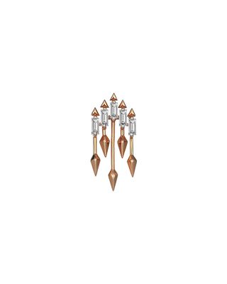 14k Rose Gold 5-Arrow Spear Diamond Stud Earring, Single
