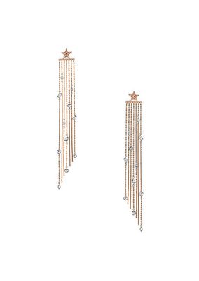 14K Rose Gold & 0.11 TCW Diamond Star Fringe Earrings