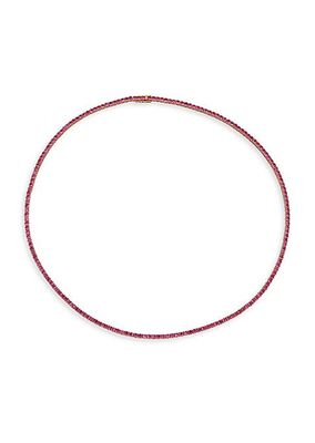 14K Rose Gold & Pink Sapphire Tennis Necklace