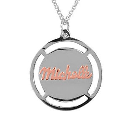 14K Rose Gold & Sterling Personalized Name Pend ant w/ Chain