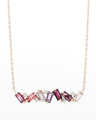 14K Rose Gold Baguette Bar Necklace