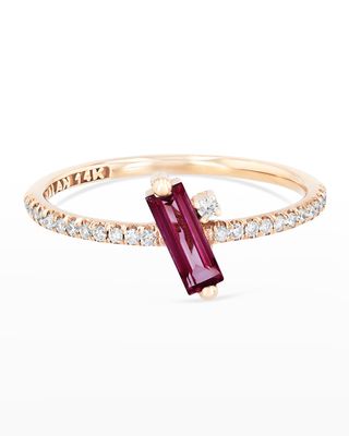 14K Rose Gold Baguette-Cut Ring, Pink Topaz