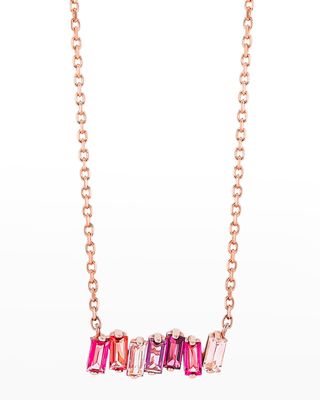 14K Rose Gold Bar Necklace in Pink Mix