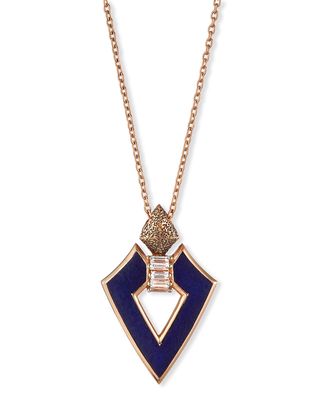 14k Rose Gold Candle Light Enamel and Diamond Necklace