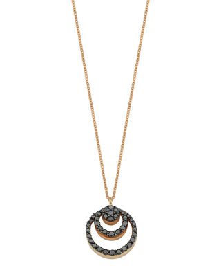 14k Rose Gold Chintamani Black Diamond Pendant Necklace