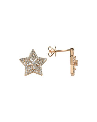 14k Rose Gold Diamond Sirius Stud Earrings