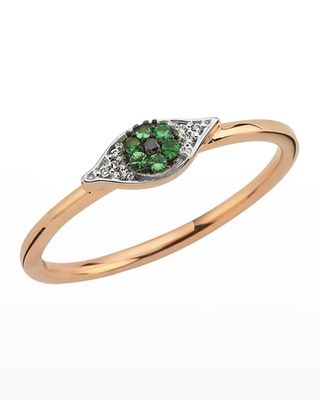14k Rose Gold Eye Light Pave Diamond Ring, Size 7