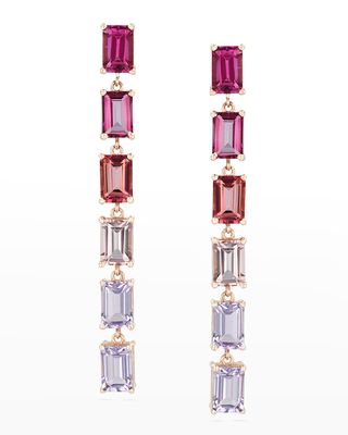 14K Rose Gold Ombre Six Drop Earrings, Multi-Pink