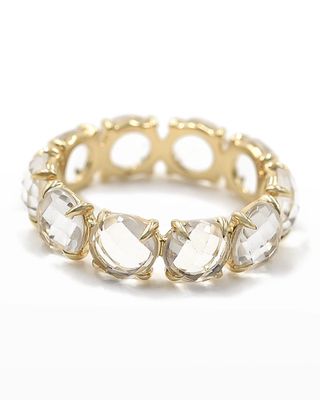 14k Rose Gold Rock Crystal Eternity Ring, Size 7