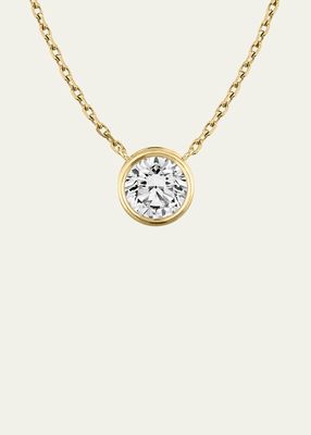14K Round Bezel Diamond Solitaire Necklace