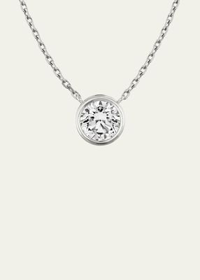 14K Round Bezel Lab Created/VRAI Created Diamond Solitaire Necklace