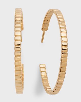 14K Skinny Tag Hoop Earrings, 30mm