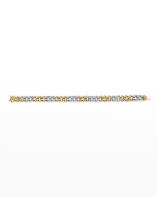 14K Small Link Bracelet with Diamond Pave
