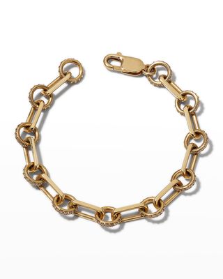14k Soho Link Chain Bracelet with Pave Circle Links