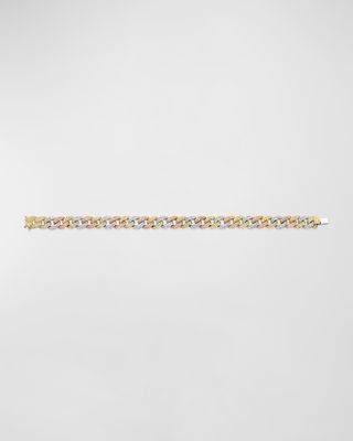 14k Tri-Tone Diamond Pave Small Link Bracelet