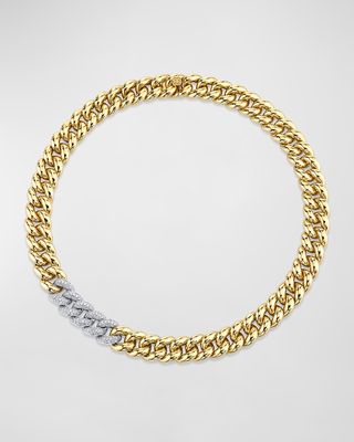14k Two-Tone Diamond Curb Chain Necklace