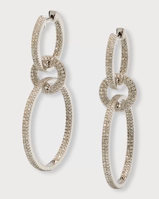 14K White Gold 3-Circle Diamond Earrings