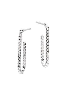 14K White Gold & 0.50 TCW Diamond Inside-Out Hoop Earrings