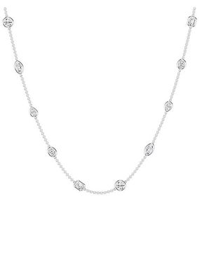 14K White Gold & 3 TCW Natural Diamond Station Necklace