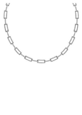 14K White Gold & 7.02 TCW Diamond Pavé Chain Necklace