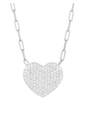 14K White Gold & Diamond Heart Necklace