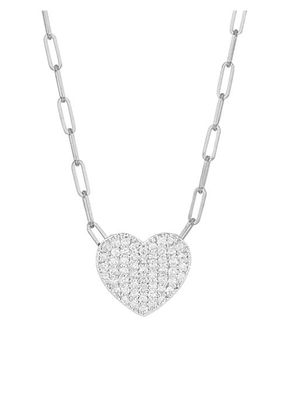 14K White Gold & Diamond Mini Heart Pendant Necklace