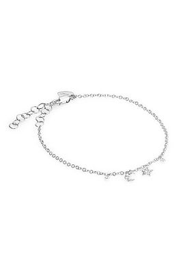 14K White Gold & Diamond Moon & Star Charm Bracelet